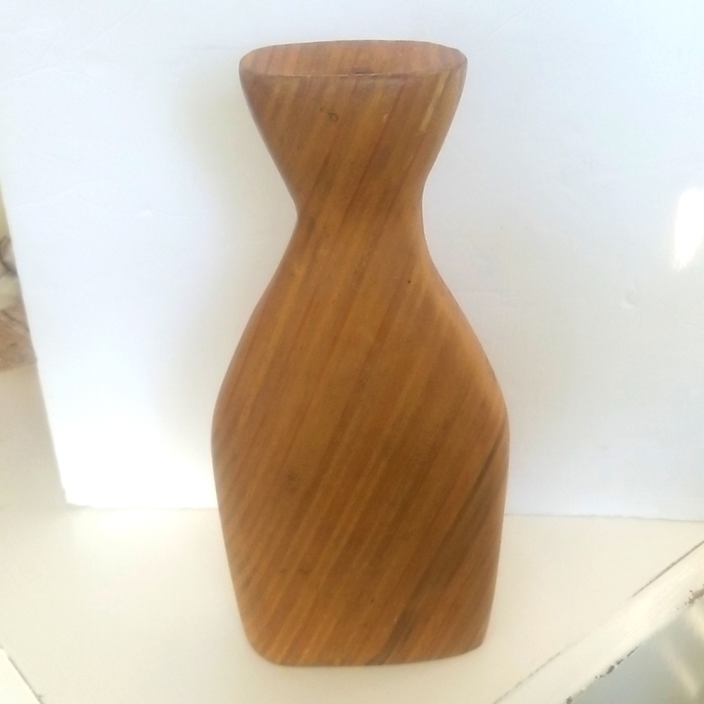 HANDMADE Heavy Wooden Tall Vase - Picture 7 of 9
